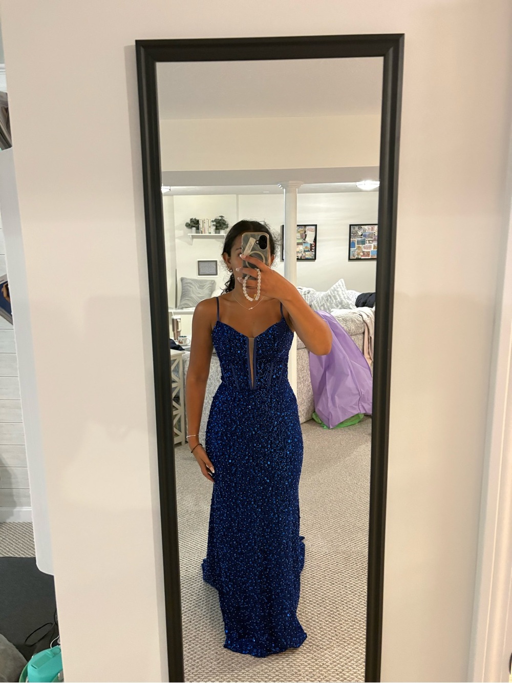 Sherri Hill Royal Blue Beaded Prom Gown